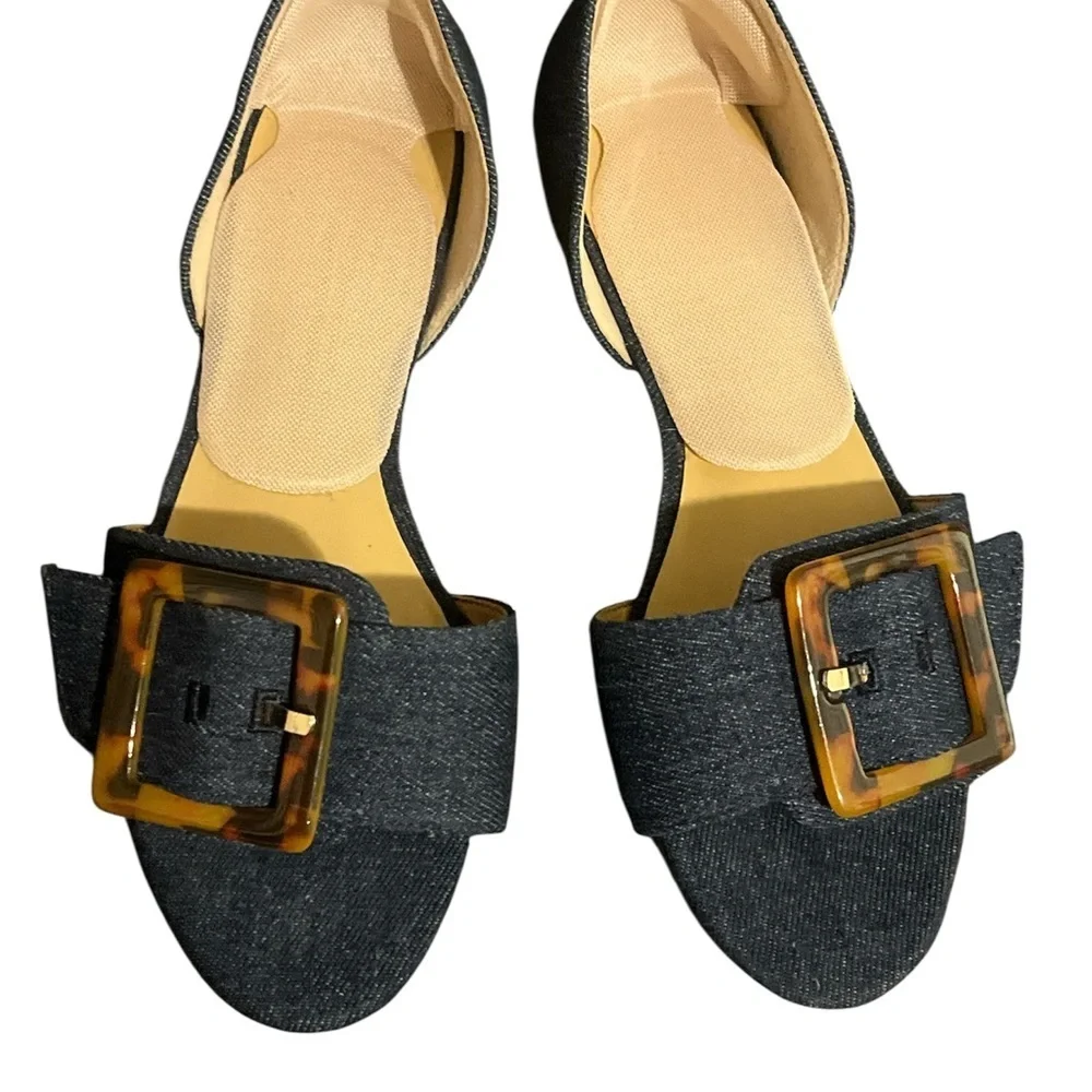 Talbots Denim Flats with Tortoise Accent - Picture 2 of 8